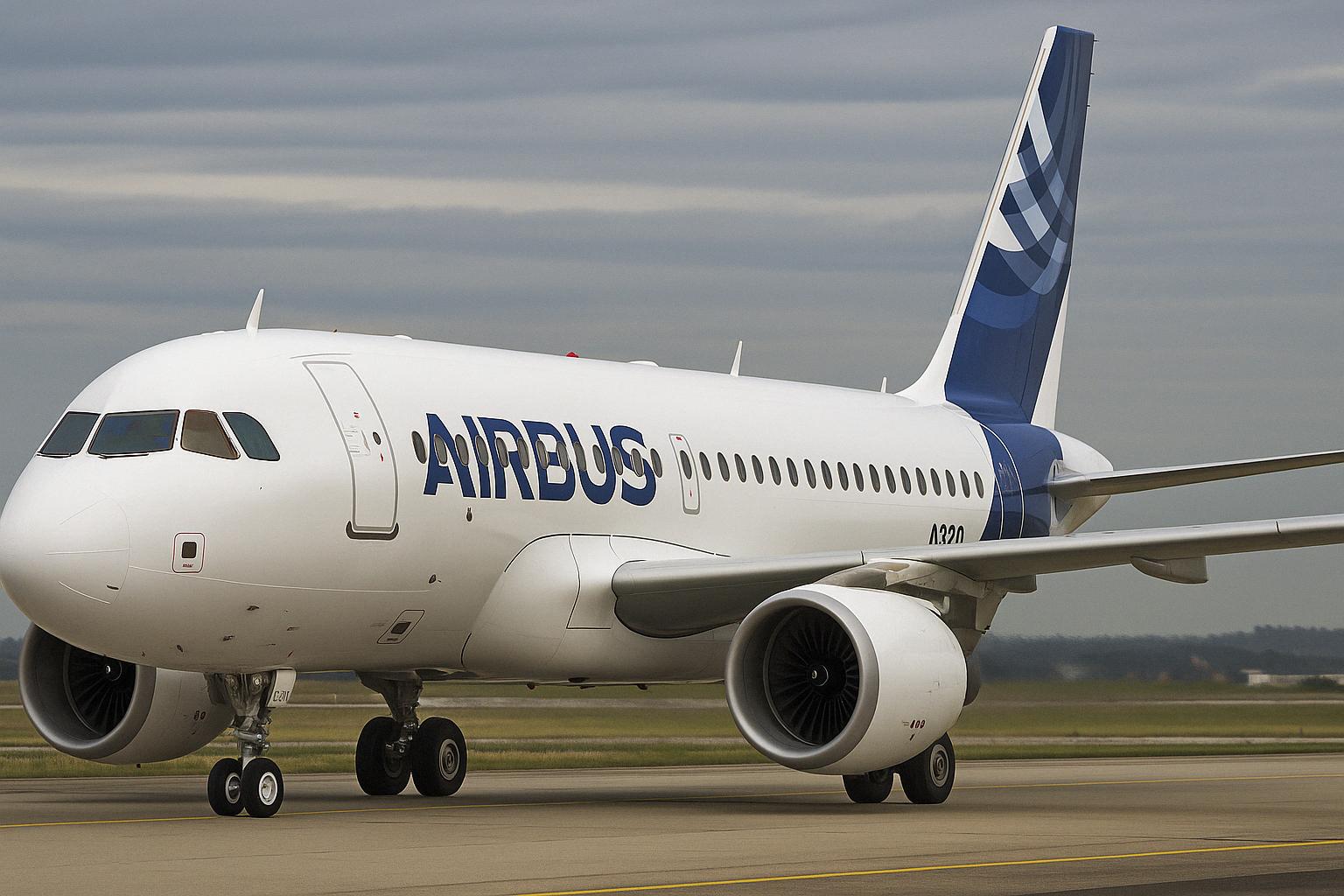 Frontal view of an Airbus A320 on the tarmac, symbolizing the Airbus trade impact amid global tariffs and 2025 delivery goals.