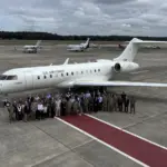Bombardier BACN delivery: ninth E-11A Global handover ceremony at Hanscom Air Force Base, Massachusetts, September 10, 2025.