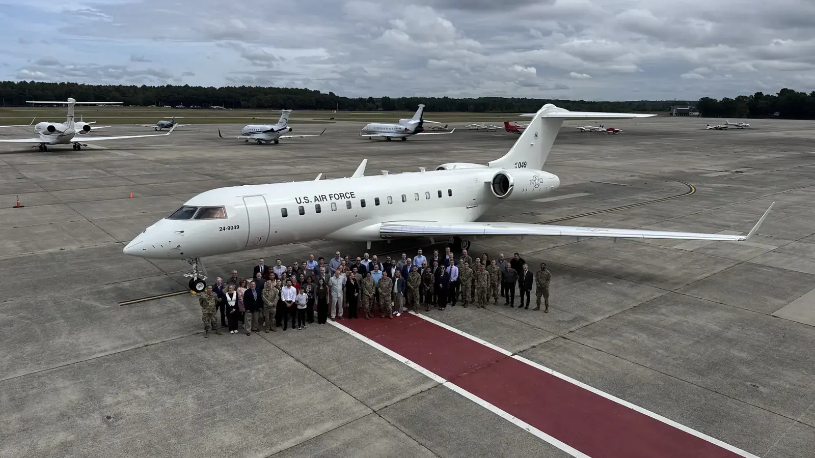 Bombardier BACN delivery: ninth E-11A Global handover ceremony at Hanscom Air Force Base, Massachusetts, September 10, 2025.